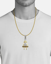 Load image into Gallery viewer, Yellow Gold Men&#39;s Round Diamond Plug Charm Necklace - Diamond Plug Pendant
