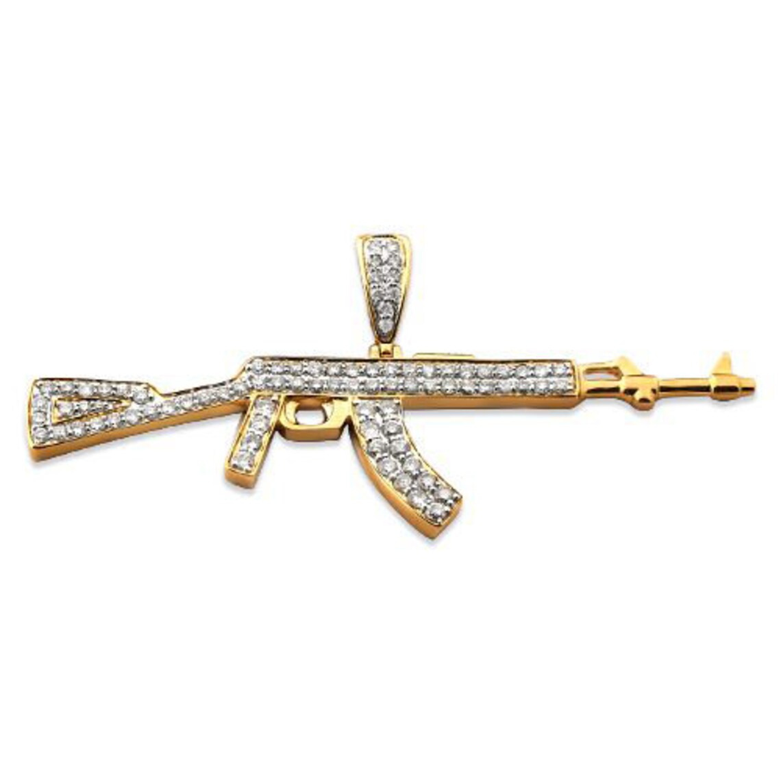 Buy 14k Yellow Gold Solid Ak-47 Rifle Pendant Online at SO ICY JEWELRY
