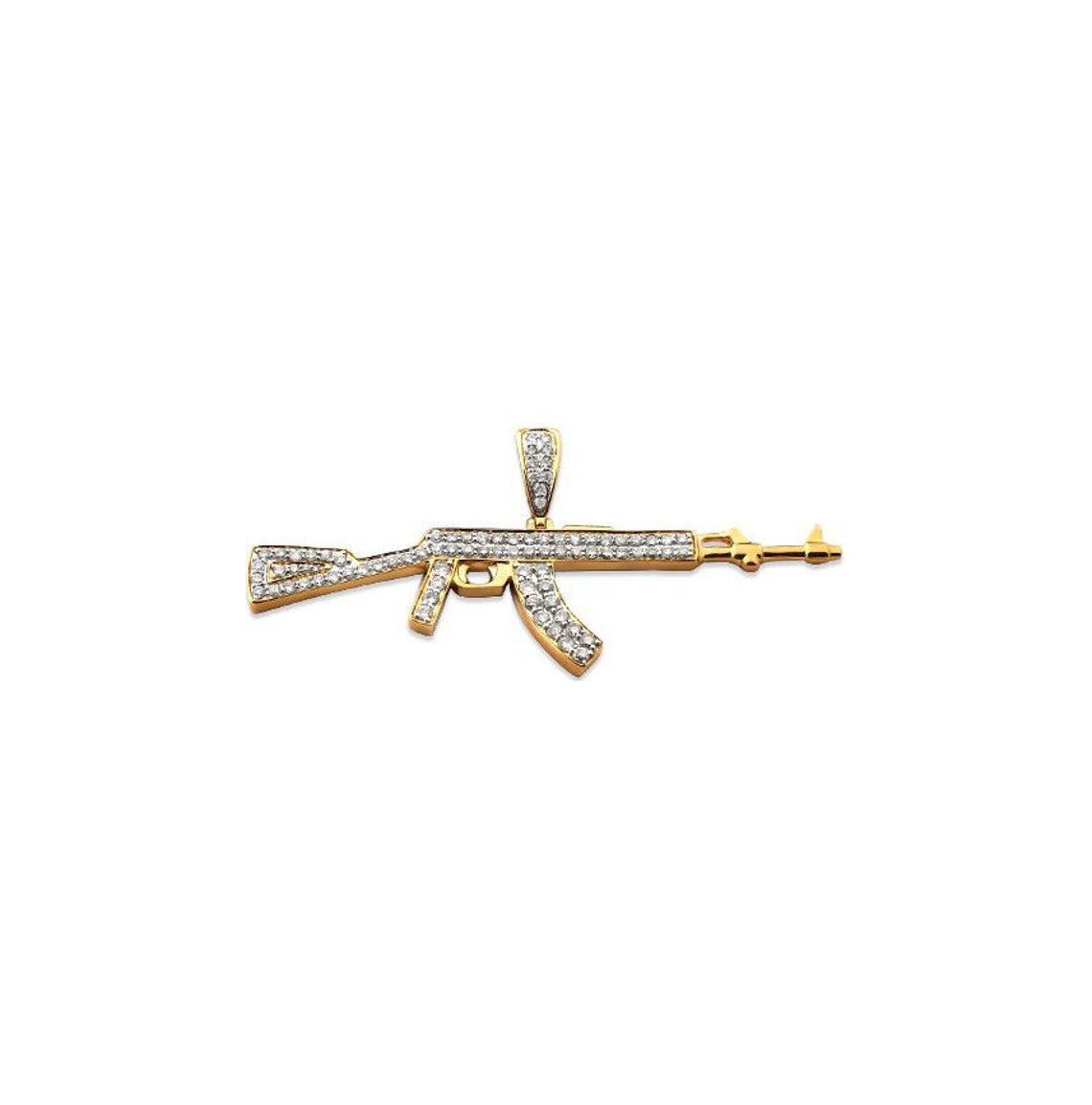 Draco AK-47 Gun Diamond Charm Pendant in 14k or 18k Gold | Uverly - UVERLY