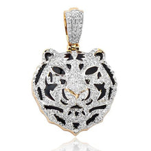 Load image into Gallery viewer, Yellow Gold Diamond Tiger Face Necklace - Diamond Tiger Necklace - Diamond Tiger Head Necklace - Tiger Diamond Head Necklace
