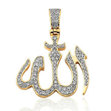 Load image into Gallery viewer, Solid 14k Yellow Gold Allah Diamond Pendant Necklace - Religious Pendant- Islam Allah Pedan t- Everyday wear diamond necklace
