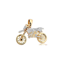 Load image into Gallery viewer, Solid yellow Gold 3D Motorcycle Pendant - Charm Sport Bikers&#39; Gift Fine Jewelry - Solid Gold Motorcycle Pendant On Solid Gold Chain
