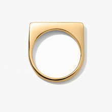 Load image into Gallery viewer, Handmade 14K Solid Gold Dainty Block Bar Ring - Bar Signet Ring - Personalized Jewelry - Solid 14k Yellow Gold Ring - Block Ring Block Ring
