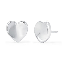 Load image into Gallery viewer, 14KT White Gold High Polish Puffed Heart Stud Earrings
