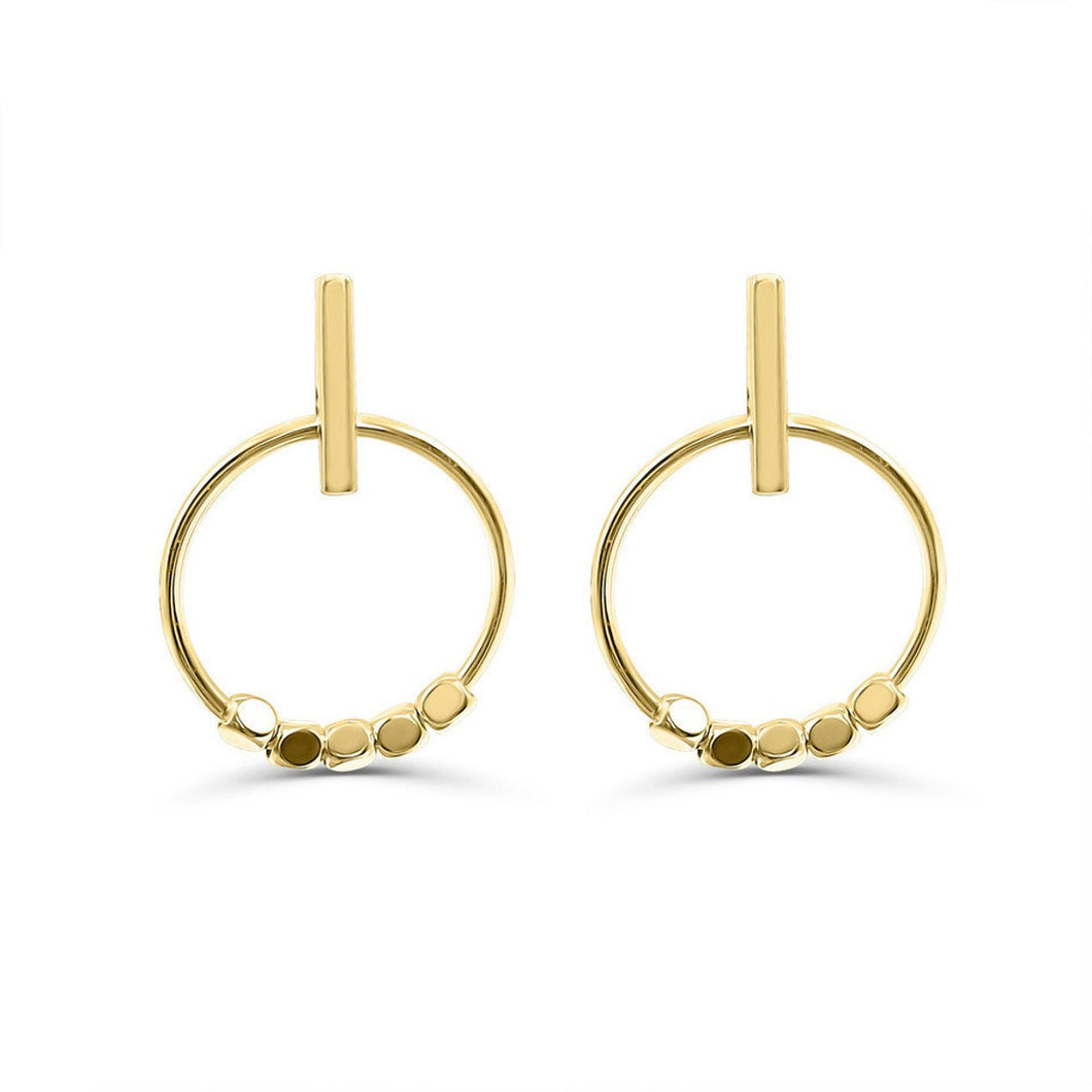 14KT Yellow Gold small Dangling Hoop Earrings High Polish Delicate Earring
