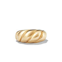 Load image into Gallery viewer, Solid 14k Yellow Gold Croissant Dome Ring - Gold Twist Ring - Minimalist Fine Jewelry - Statement Ring - Dome Ring - Everyday Gold Jewelry
