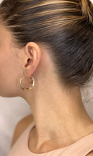 Load image into Gallery viewer, 14k Yellow Gold Textured Diamond Cut Hoop Earrings - Round Hoop Earrings - 14k Yellow Gold Hoops - Alligator Diamond Cut Design

