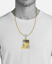 Load image into Gallery viewer, Solid Yellow Gold Black and White Diamond Jesus Head Pendant - Jesus Christ Diamond Pendant - Jesus Head Necklace
