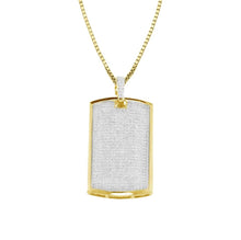 Load image into Gallery viewer, Solid Yellow Gold Diamond Dog Tag - Dog Tag Necklace - Gold Dog Tag Charm - Gold Dog Tag Pendant - Large Diamond Dog Tag Necklace
