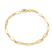 Load image into Gallery viewer, 14k Yellow Gold Paper Clip Bracelet - 14k Real Yellow Gold paper clip bracelet Thinn Chain Delicate women&#39;s 7&quot;
