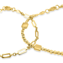 Load image into Gallery viewer, 14KT Yellow Gold Diamond Cut Beads with high polish squares 7.25&quot; Women&#39;s Girls
