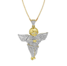 Load image into Gallery viewer, Solid Yellow Gold Baby Angel Pendant - Baby Angel Diamond Necklace - Gold Baby Angel Necklace - Diamond Baby Angel Necklace - Angel Necklace
