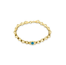 Load image into Gallery viewer, 14 KT Yellow Gold High Polish Evil Eye Bracelet 7&quot; 7.5&quot; Women&#39;s and Girls Trendy
