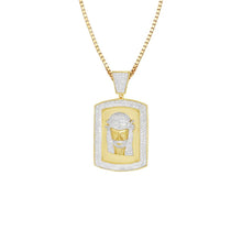 Load image into Gallery viewer, Solid Yellow Gold Diamond Jesus Dog Tag Necklace - Solid Gold Diamond Jesus - Jesus Necklace - Jesus Dog Tag Charm - Gold Dog Tag Pendant
