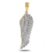 Load image into Gallery viewer, Solid Yellow Gold Diamond angel wing necklace - Solid Gold - Diamond Angel Wings Pendant - Yellow Gold charm pendant hip hop pendant

