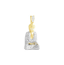 Load image into Gallery viewer, Solid Yellow Gold Diamond Sitting Buddha - Sitting Praying Buddha - Dainty Jade Buddha Necklace - Mini Diamond Buddha Pendant

