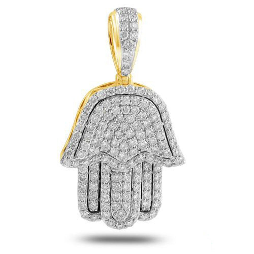 Solid Yellow Gold Diamond Hamas Pendant - Hand of Fatima Luck Necklace - Hamas Necklace - Diamond Necklace - Hamas Hand
