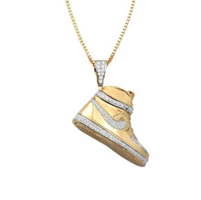 Load image into Gallery viewer, Yellow Gold Real Diamond Nike Shoe Pendant - Diamond Shoe Pendant - Real Diamonds in 10k White Gold - Nike Diamond Necklace
