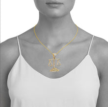 Load image into Gallery viewer, Yellow Gold Diamond Scales of Justice Necklace • Yellow Gold Diamond Law Necklace - Law School Jewelry
