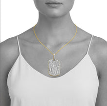 Load image into Gallery viewer, Solid 14k Yellow Diamond Tag Necklace - Solid Gold Diamond Tag - Tag Necklace - Gold Tag Charm - Gold Dog Tag Pendant -Large Diamond Tag Dog
