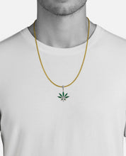 Load image into Gallery viewer, Solid Yellow Gold Diamond Weed Necklace - Cannabis Diamond Pendant - Marijuana Diamond Jewelry - Mini Marijuana - Weed Jewelry
