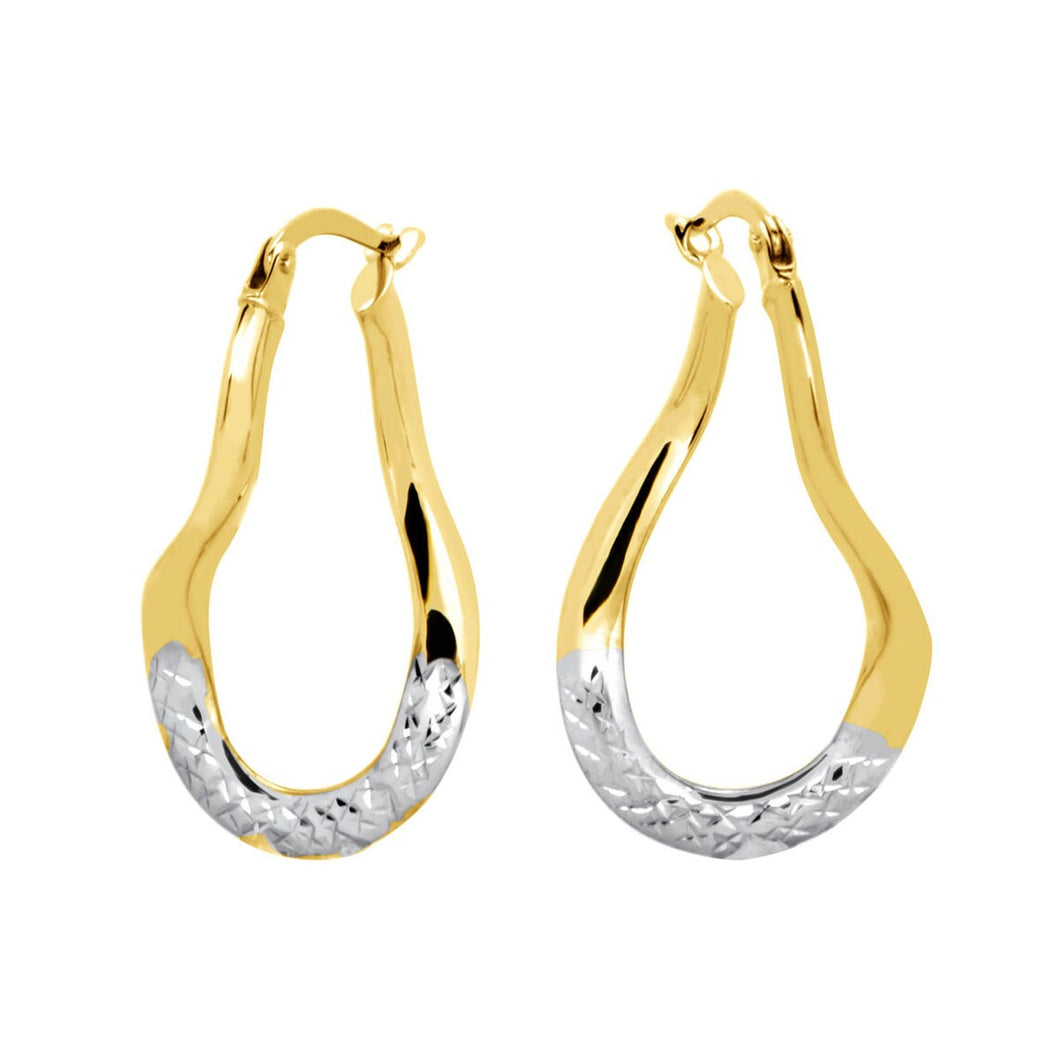 14KT Yellow Gold Diamond Cut Unique Twist Hoop Earrings women's Fashion jewelry