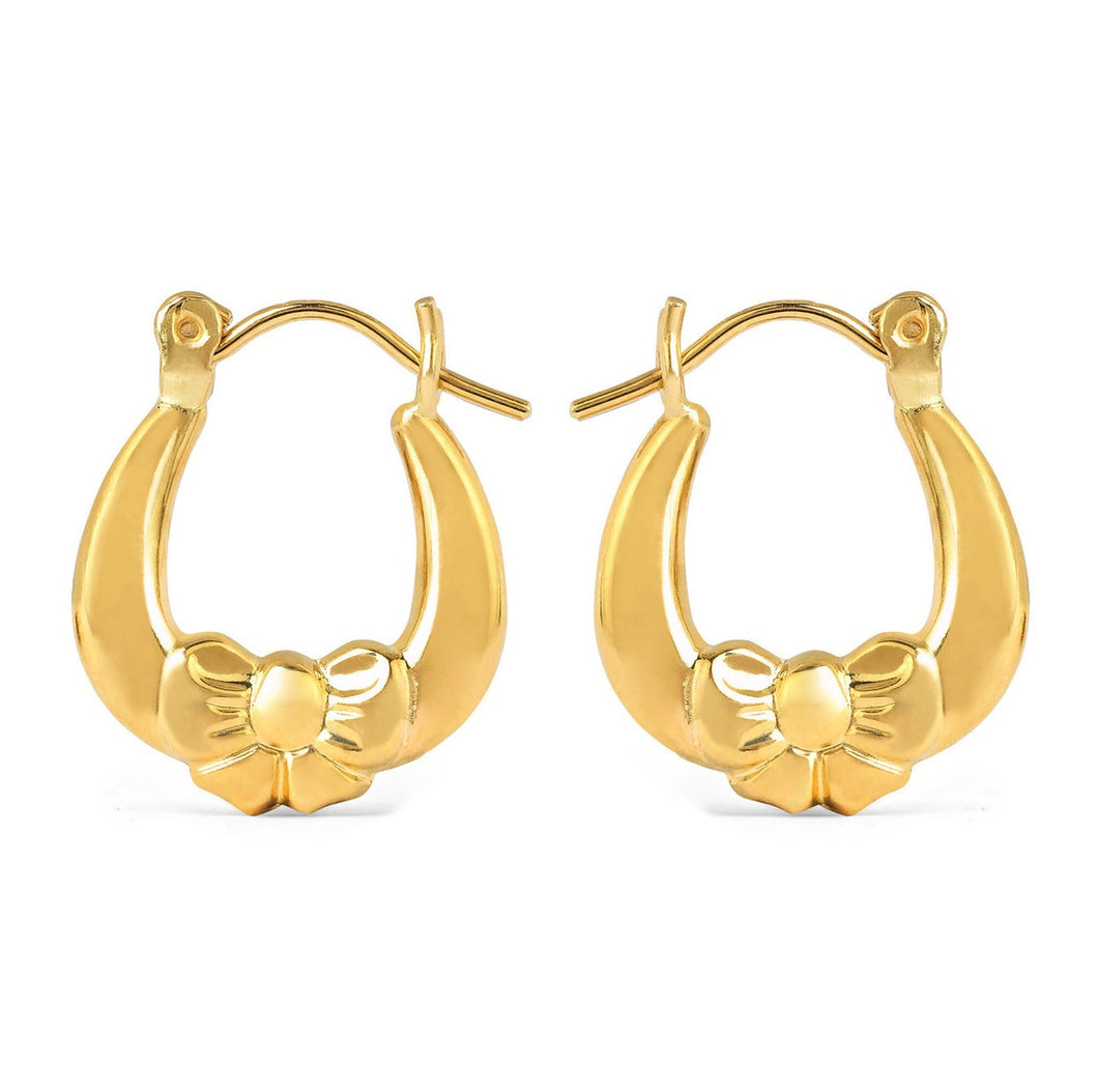 14KT Yellow Gold Bow Baby Shrimp Butterfly Earrings