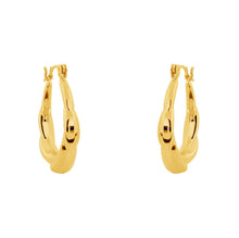 Load image into Gallery viewer, 14K Yellow Gold Two Tube High Polish Hoop Earrings - Twist Hoop Earrings Real 14K Yellow Gold - Twist Yellow Gold Hoop Earring
