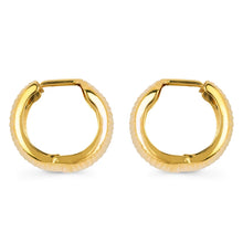 Load image into Gallery viewer, 14K Yellow Gold Horizontal Diamond Cut Hoop Earrings with Hinged Closure - 14k Yellow Gold Hoop Earring
