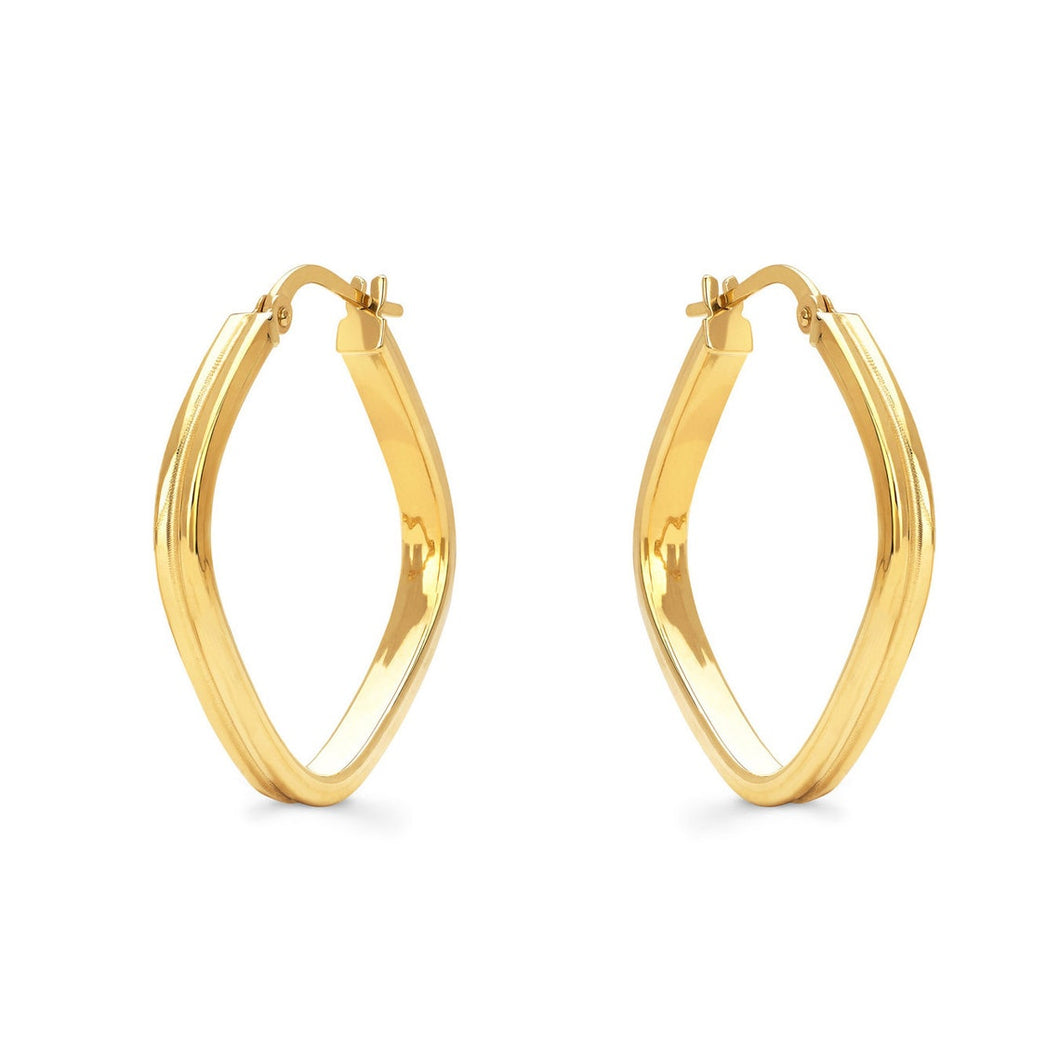 14K Yellow Gold High Polish Square Hoop Earrings Modern- Square Hoop Earrings - Geometric Earrings - Chunky Gold Hoops -Thick Huggie Earring