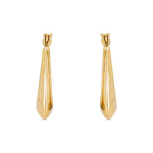 Load image into Gallery viewer, 14K Yellow Gold Polished Thin Triangle Geometric Open Medium Hoop Earrings - 14KT Yellow Gold Beveled High Polish Triangle Earring
