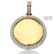 Load image into Gallery viewer, Solid Yellow Gold Diamond Memory Pendant - 2 Row Border - Diamond Hip Hop Round Necklace
