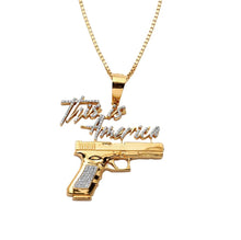 Load image into Gallery viewer, Solid Yellow gold Diamond &quot;This Is America&quot; Pendant with Gun
