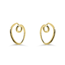 Load image into Gallery viewer, 14k Yellow Gold Diamond Cut Double Hoop Earring Set, Swirl Earrings - Yellow Gold Diamond Cut Double Hoop Earring with Hinged Closure
