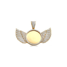 Load image into Gallery viewer, Solid Yellow Gold Angel Wings Picture Frame Memory Diamond Pendant - Real SOLID Yellow Gold Diamond Memory Pendant with Wing Necklace
