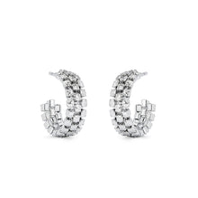 Load image into Gallery viewer, 14k White Gold Half Nugget Hoop Earring - 14K White Gold Wide Nugget Stud Earrings with Post &amp; Butterfly Closure

