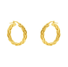 Load image into Gallery viewer, 14 K Yellow gold braided hoop earrings 14KT Yellow Gold Braided Hoop Earrings
