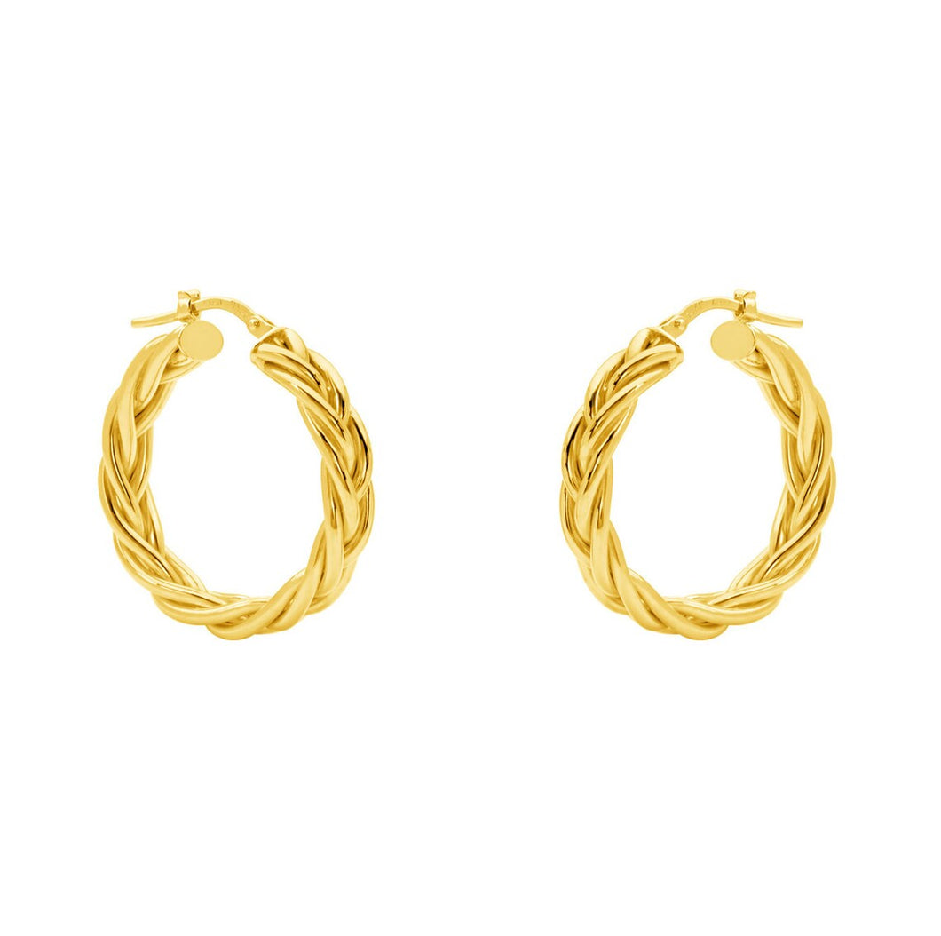 14 K Yellow gold braided hoop earrings 14KT Yellow Gold Braided Hoop Earrings