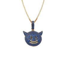 Load image into Gallery viewer, Solid Yellow Gold Black and Blue Diamond Anime Character Necklace
