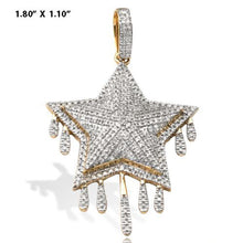 Load image into Gallery viewer, Solid Yellow Gold Diamond Drooping Blood Star Necklace - Solid Gold Diamond Star Pendant - Diamond Bloody 3-Dimoand Star Necklace
