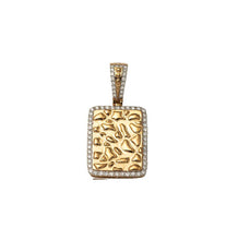 Load image into Gallery viewer, Solid Yellow Gold Diamond Nugget Dog Tag Pendant - Dog Tag Gold- Gold Dog Tag Charm - Gold Dog Tag Pendant - Large Diamond Dog Tag Necklace
