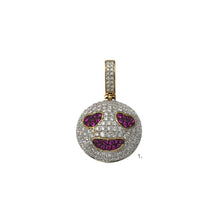 Load image into Gallery viewer, Solid Yellow Gold Diamond and Synthetic Emoji Pendant - Solid Diamond Smiling with Heart Eyes Love Emoji Necklace - Gold Emoji Necklace
