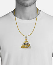 Load image into Gallery viewer, Solid Yellow Gold Diamond Poop Emoji Necklace - Solid Diamond Poop Emoji Yellow &amp; Black Necklace - Gold Poop Emoji Necklace
