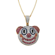 Load image into Gallery viewer, Solid Yellow Gold Diamond Clown Face Necklace - Diamond Hip Hop Clown Emoji Pendant - Emoji Diamond Necklace
