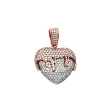Load image into Gallery viewer, Solid 14k Two-Tone Diamond Dripping Heart Necklace - 14k Solid Heart Diamond Necklace - Heart Diamond Necklace
