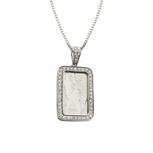 Load image into Gallery viewer, 14K White Gold Diamond Bezel with 5 Gram Platinum.9995 Liberty Bar
