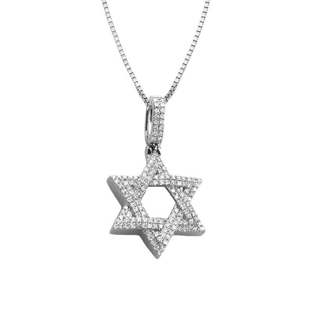 Solid 14k Yellow Gold Diamond Star of David Necklace - 14k Gold Diamond Star of David Necklace - White Gold Diamond Jewish Star Necklace