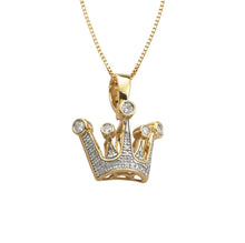 Load image into Gallery viewer, Solid Yellow Gold Diamond Crown Necklace - Crown Necklace - Gold Crown Necklace - Princess Necklace - Mini Crown Necklace

