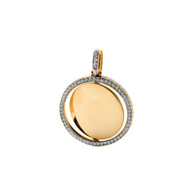 Load image into Gallery viewer, 14k Solid Yellow Gold Diamond Rotating 2-Sided Memory Pendant - Single row border
