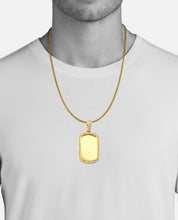 Load image into Gallery viewer, Solid Yellow Gold Diamond Dog Tag Necklace - Gold Dog Tag Charm - Gold Dog Tag Pendant - Large Diamond Dog Tag Necklace
